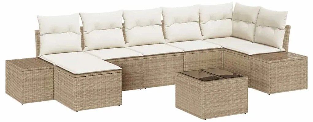 Conjunto de Sofá de Jardim de 8 Peças com Almofadas Marrom em Rattan