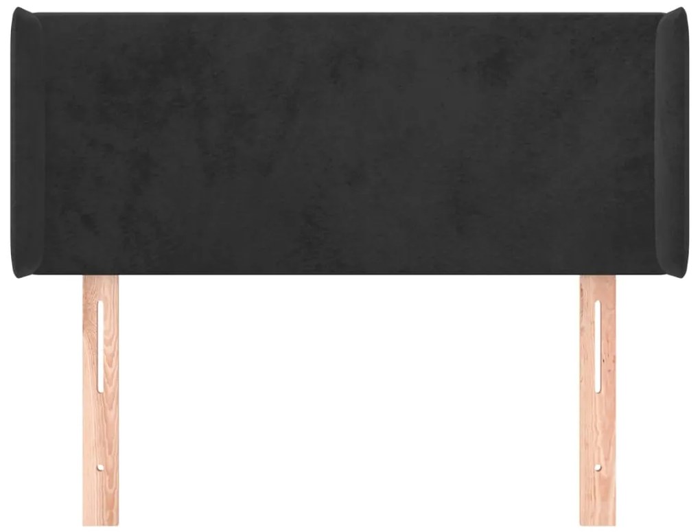 Cabeceira de cama c/ abas veludo 93x16x78/88 cm preto