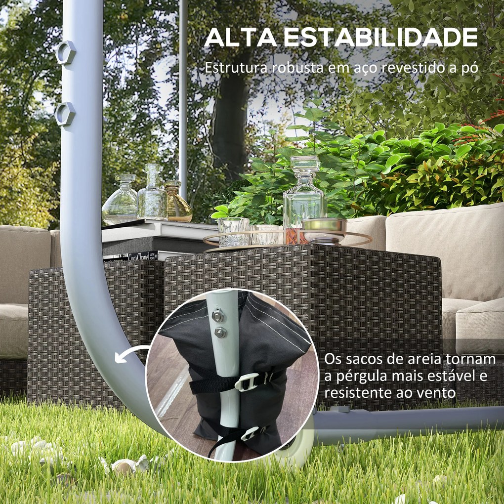 Pérgola 3x3 m Pérgola de Jardim com Rodas Proteção UV 30+ com Estrutura de Aço para Pátio Varanda Cinza Escuro