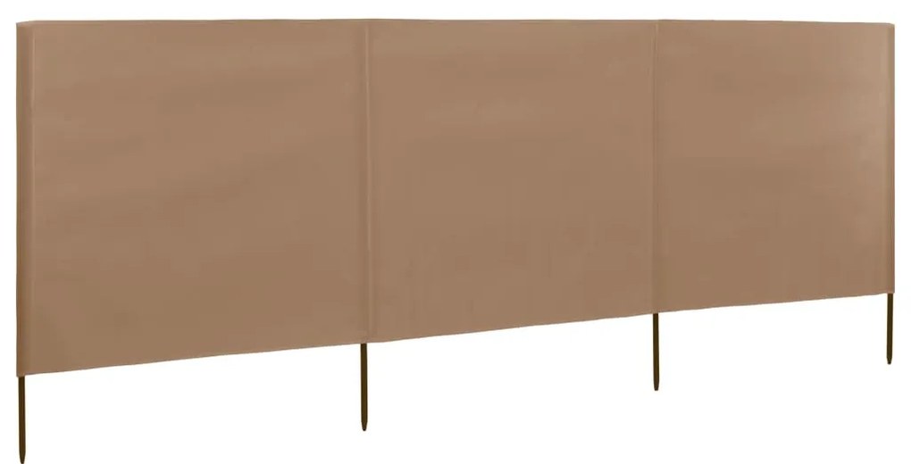Para-vento com 3 painéis em tecido 400x80 cm cinza-acastanhado