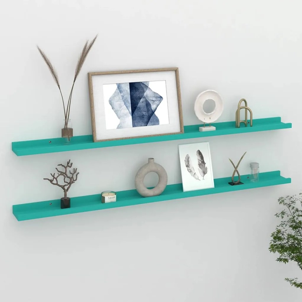 vidaXL Prateleiras de parede 2 pcs 115x9x3 cm azul