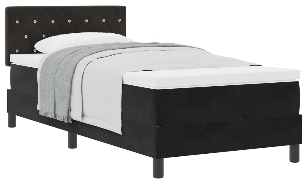 Cama Box com Colchão vidaXL Preta 100x200 cm Veludo