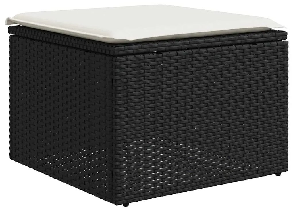 8 pcs conjunto sofás de jardim com almofadões vime PE preto