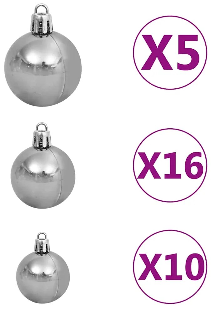 Árvore Natal artificial c/ 300 luzes LED, bolas e neve 240 cm