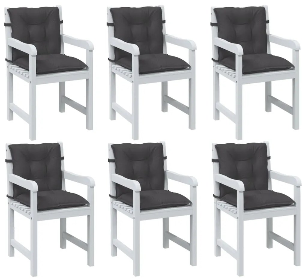 vidaXL Almofadões lombares p/ cadeiras 6pcs mesclado tecido antracite