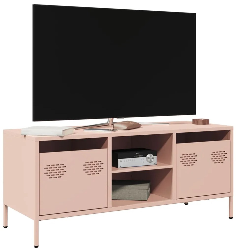 Móvel de TV 101,5x39x43,5 cm aço laminado a frio rosa