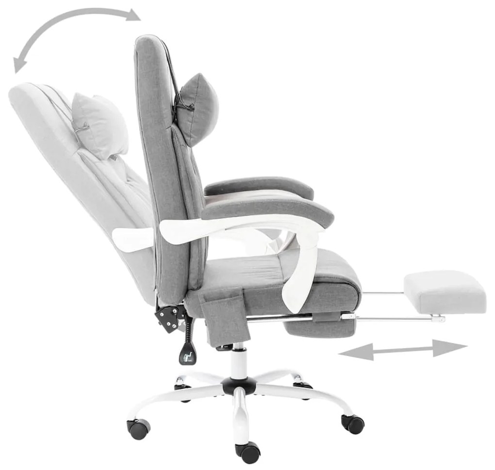 Cadeira de escritório c/ função de massagem tecido cinzento