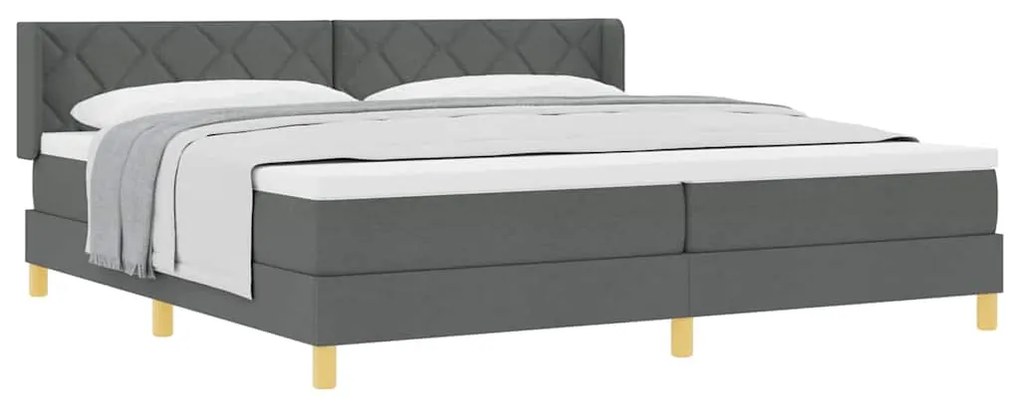 Cama Box com Colchão - Cinza Escuro 200 x 200 cm - Têxtil