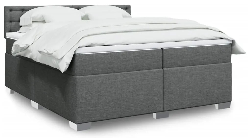 Cama com molas/colchão 200x200 cm tecido cinzento-escuro