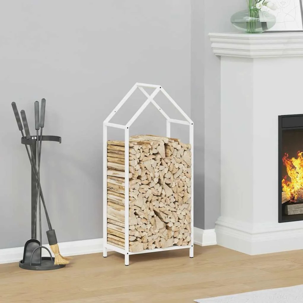 Suporte para lenha 40x25x90 cm aço laminado a frio branco