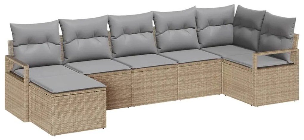 Conjunto de Sofá de Jardim com 7 Peças da em Rattan Poly Bege