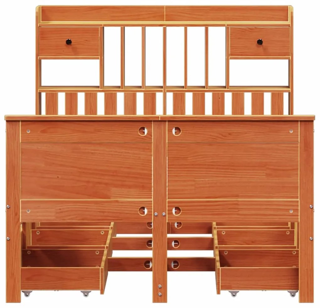 Cama com estante sem colchão 135x190 cm pinho maciço