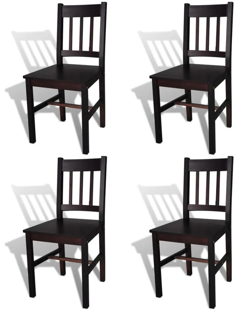 vidaXL Cadeiras de jantar 4 pcs madeira de pinho castanho-escuro