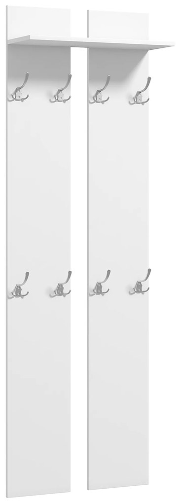 HOMCOM Móvel Cabide Entrada Parede Moderno 8 Ganchos Prateleira Funcional 55x21,3x170 cm Branco Estilo Contemporâneo | Aosom Portugal