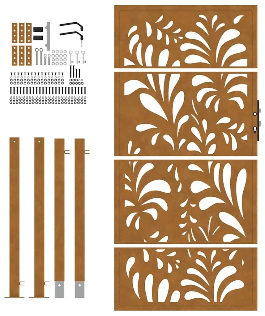 Portão de jardim 105x180 cm projeto de onda de aço resistente