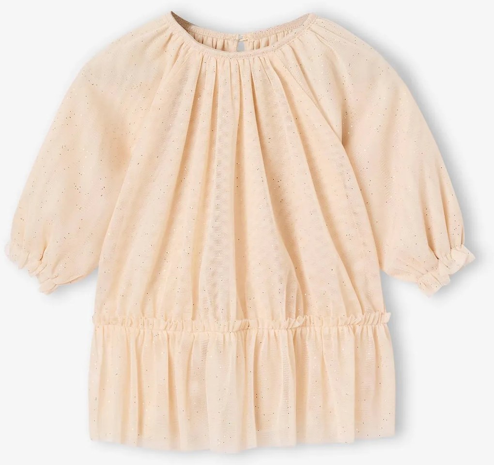 Vestido de tule para bebé menina dourado