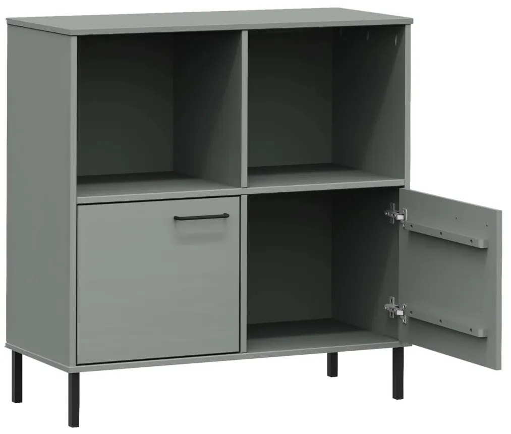 Estante c/ pernas metal 90x35x90,5 cm madeira maciça OSLO cinza