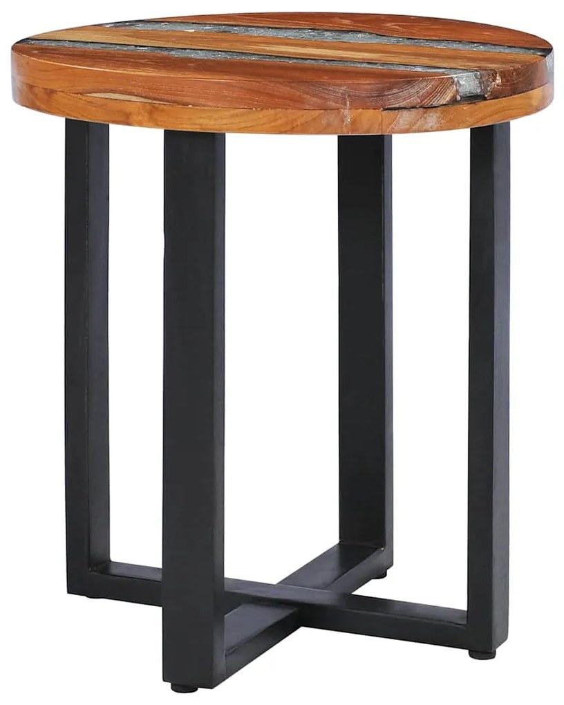 Mesa de centro 40x45 cm madeira de teca maciça e poliresina