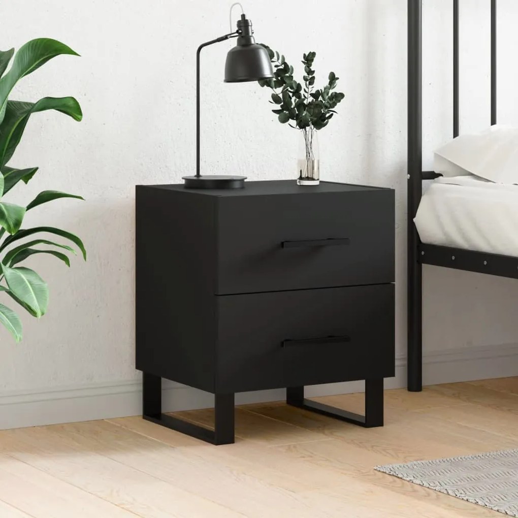 vidaXL Mesa de cabeceira 40x35x47,5 cm derivados de madeira preto