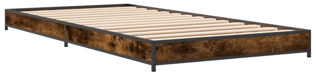 Estrutura de cama derivados de madeira e metal carvalho fumado