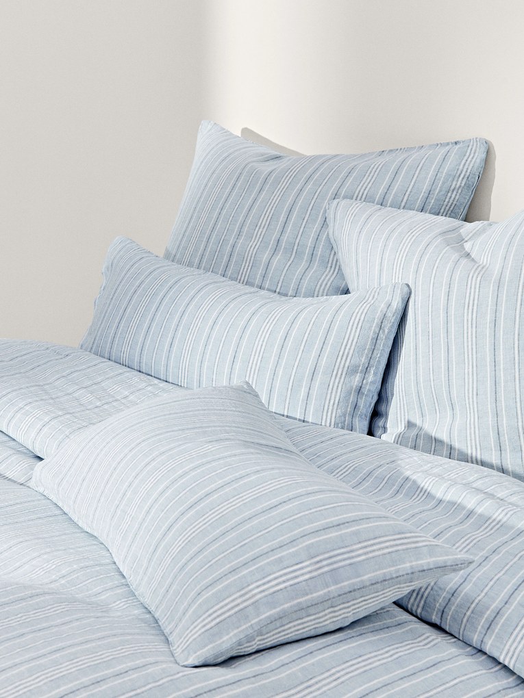 Capa de edredão em linho lavado com riscas Telma