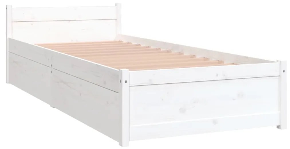 Estrutura cama de solteiro pequena c/ gavetas 75x190 cm branco