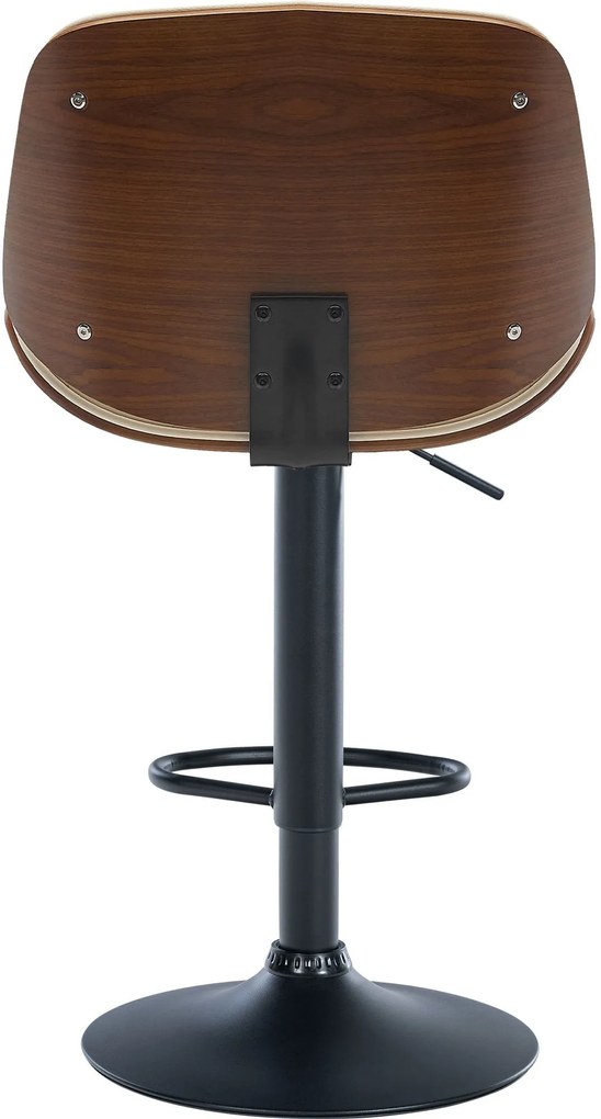 Banco de bar Nova em couro sintético e com estrutura preta 49,5 x 90-111 x 50 cm Cor Nogueira + Creme