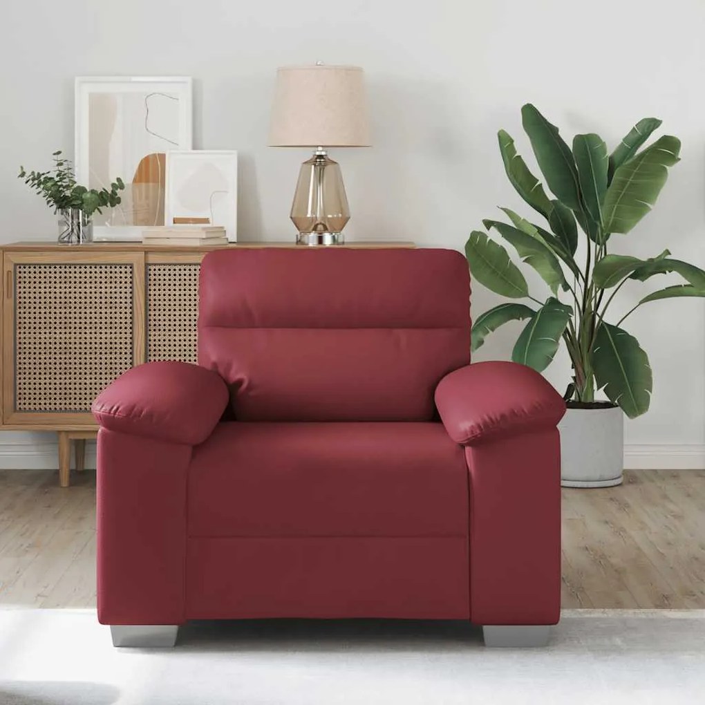 Poltrona 60 cm couro artificial vermelho tinto