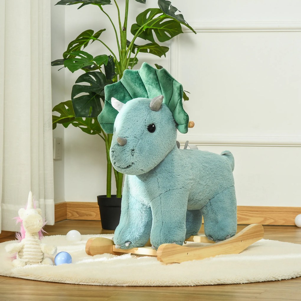 Brinquedo de Baloiço de Dinossauro, 64 x 30 x 54 cm, Efeito Sonoro de Rugido, Verde Escuro