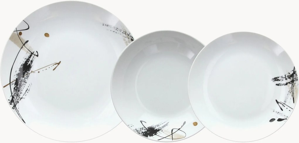 Conjunto de loiça em porcelana Madison Poivre, 6 pessoas, conjunto de 18
