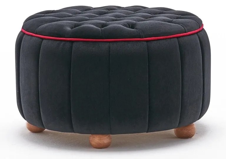 Pouffe Jasmin – Anthracite &amp; Pink – 65 cm x 42 cm x 65 cm