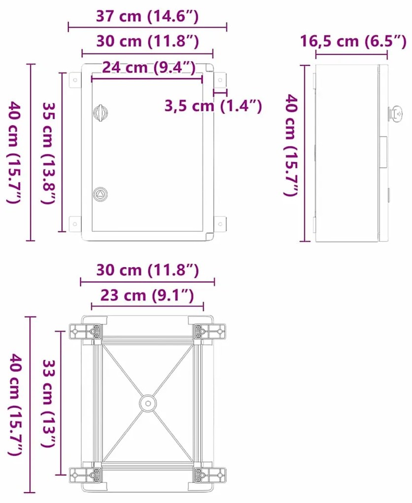 Armário de Controle IP65 à Prova d'Água Cinza 30x16,5x40 cm de Plástic