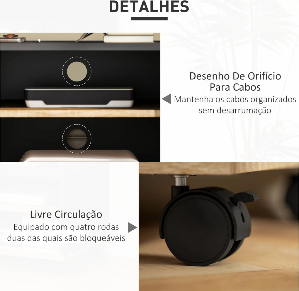 Móvel de TV com Rodas para Televisores até 42 Polegadas com 1 Porta 2 Compartimentos Abertos Prateleira 80x45x41 cm Preto