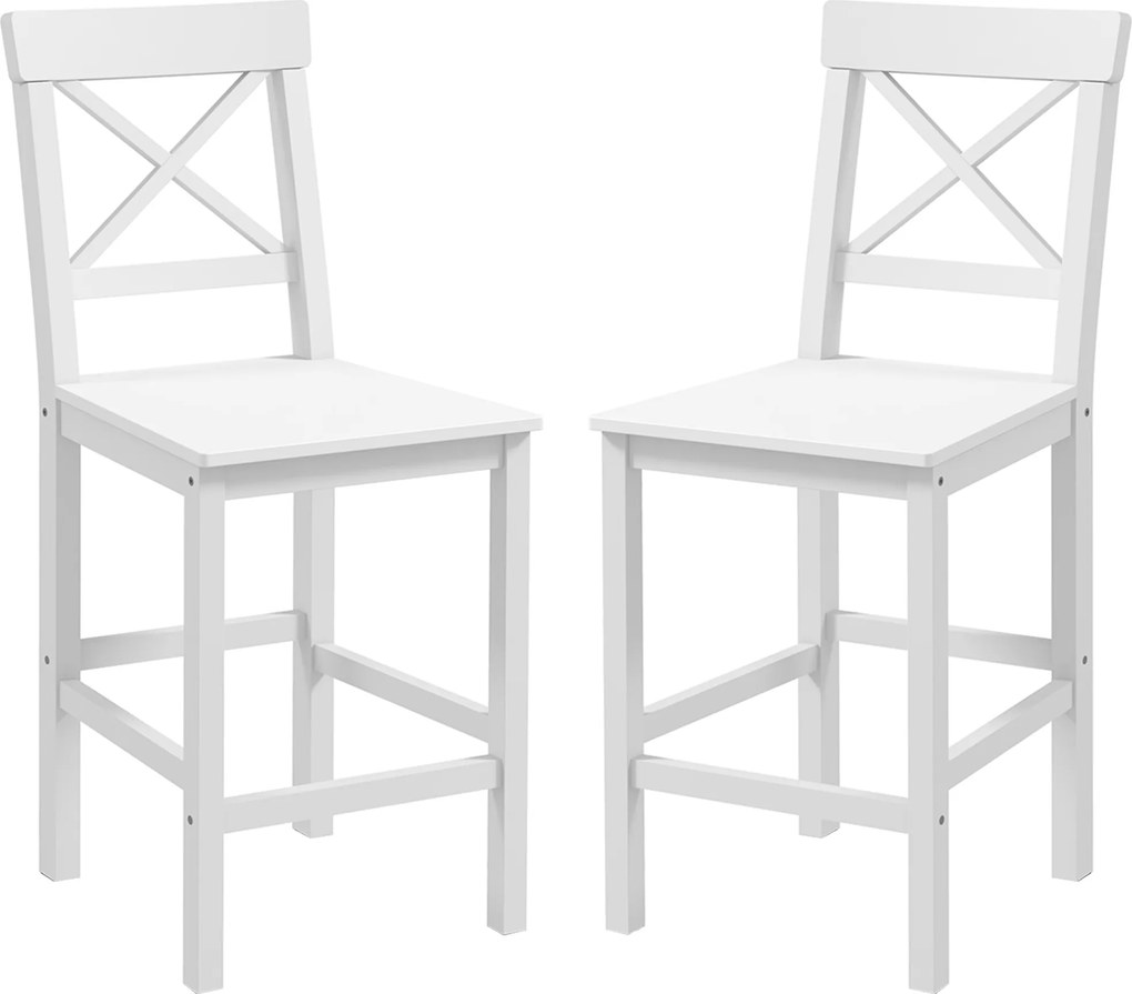 Conjunto de 2 cadeiras altas bar (MESA NÃO INCLUIDA), cadeiras de bar em estilo rústico-chique, em madeira, com 60 cm de altura e apoio para os pés, b