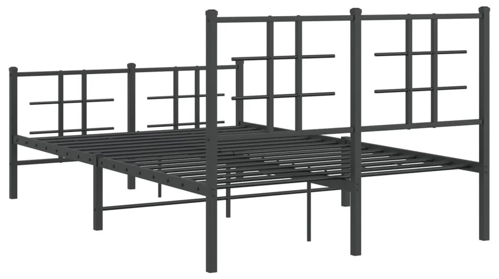 Estrutura de cama com cabeceira e pés 120x200 cm metal preto