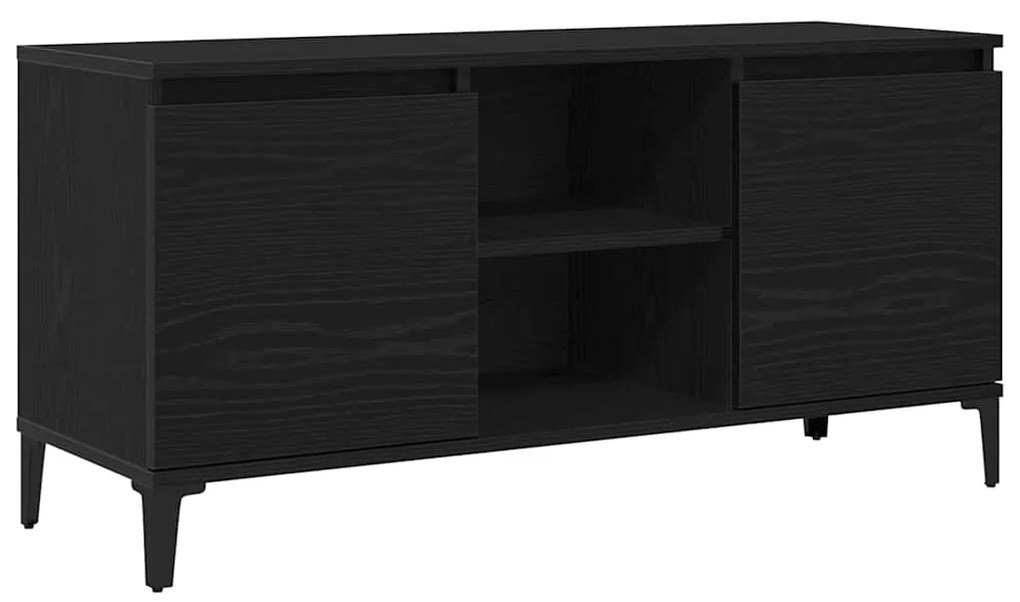 Armário de TV vidaXL Preto Carvalho 102x35x50 cm de Madeira de Engenha
