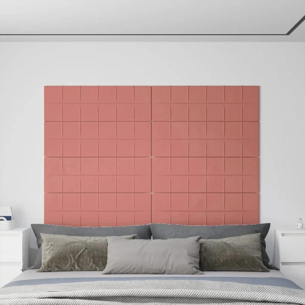344129 vidaXL Painel de parede 12 pcs 90x30 cm veludo 3,24 m² rosa
