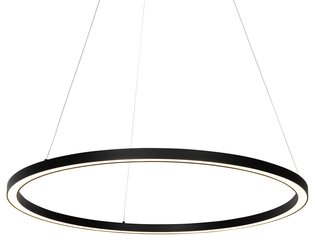 Candeeiro de suspensão preto 80 cm com LED regulável em 3 níveis - Girello Design