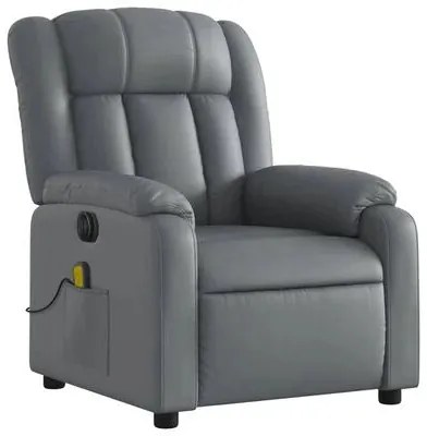 Poltrona de Massagens, Reclinável e Elétrica - Couro Artificial - Cinz