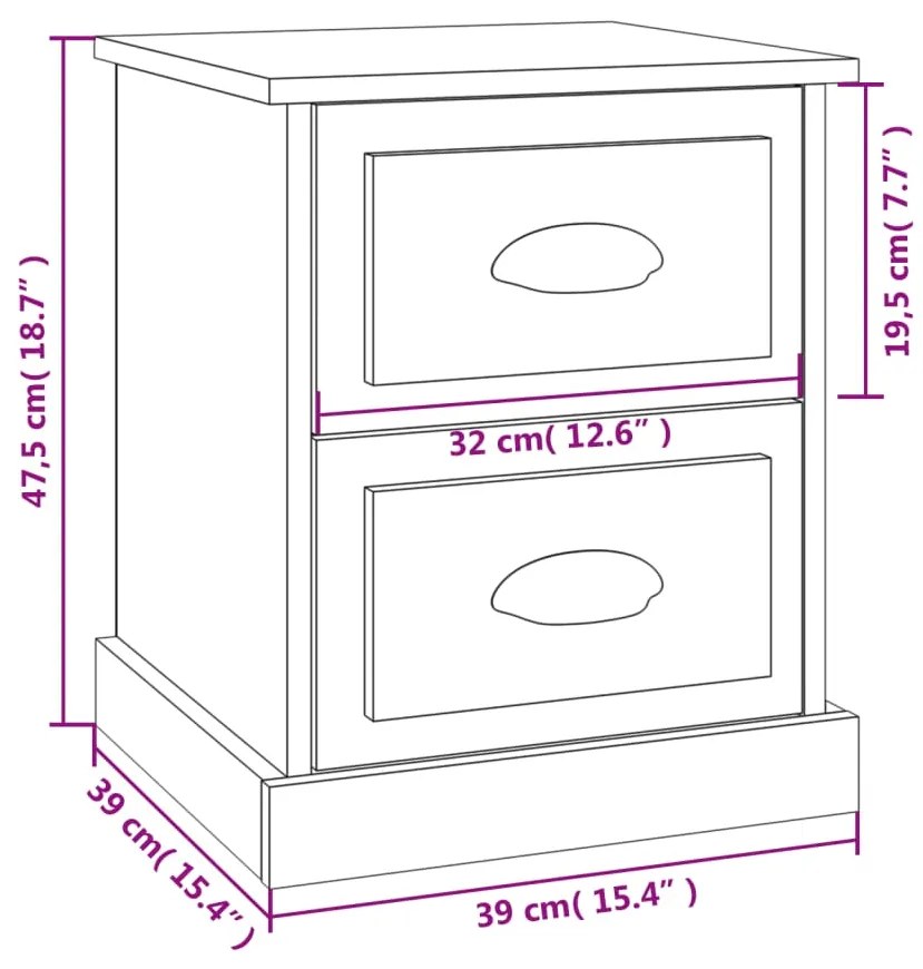 Mesa cabeceira 39x39x47,5 cm derivados madeira carvalho sonoma