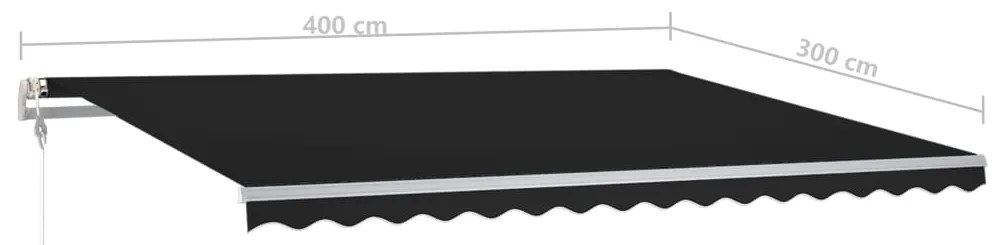 Toldo retrátil manual com luzes LED 4x3 m antracite