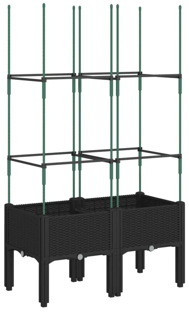 Vaso/floreira de jardim c/ treliça 80x40x142,5 cm PP preto