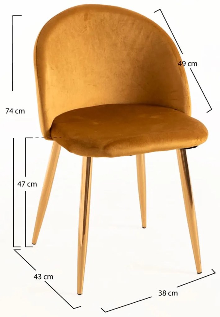 Pack 6 Cadeiras Vint Veludo Golden - Amarelo