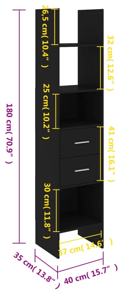 Estante 40x35x180 cm contraplacado preto