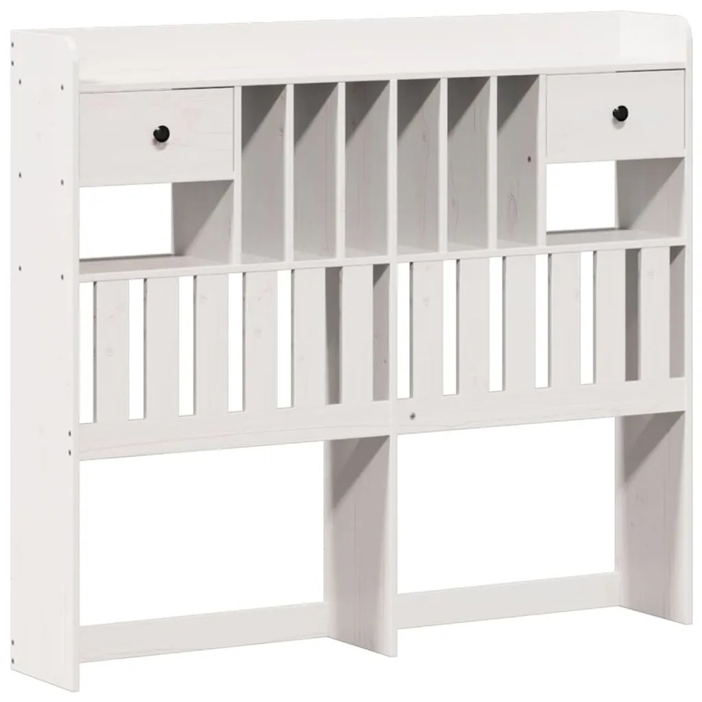 Cama com estante sem colchão 135x190 cm pinho maciço branco