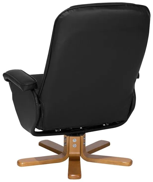 Cadeira de massagem com repousa-pés em pele sintética preta RELAXPRO Beliani
