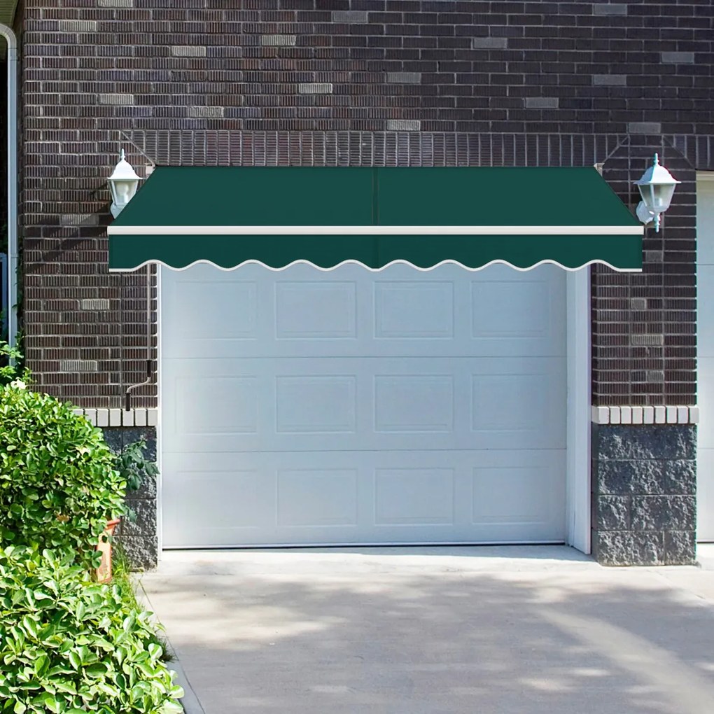 Toldo retrátil 295 x 250 cm com manivela manual para parede Porta Janel Verde