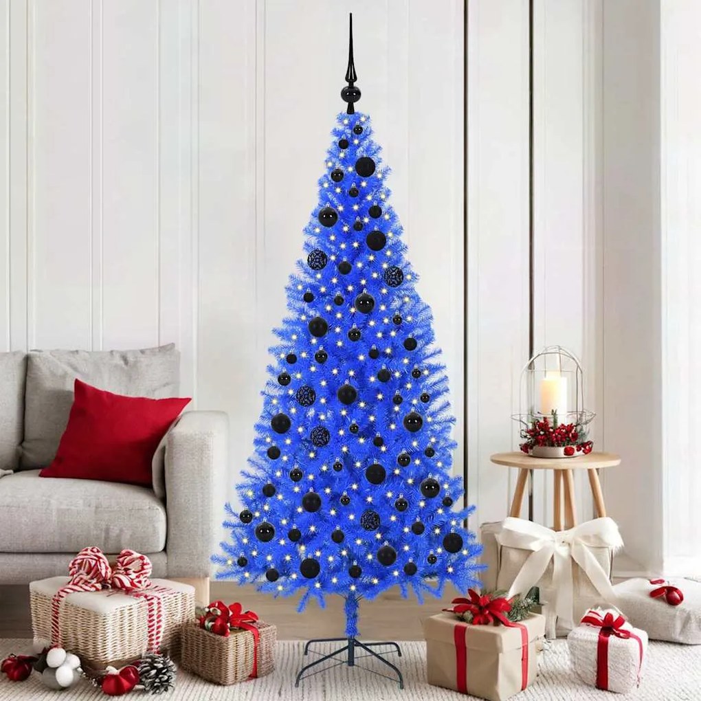 vidaXL Árvore de Natal com 300 LEDs com suporte Azul 180 cm PVC
