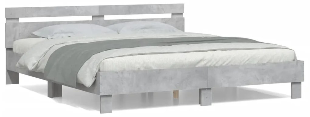 vidaXL Estrutura de cama c/ cabeceira derivados madeira cinza-cimento