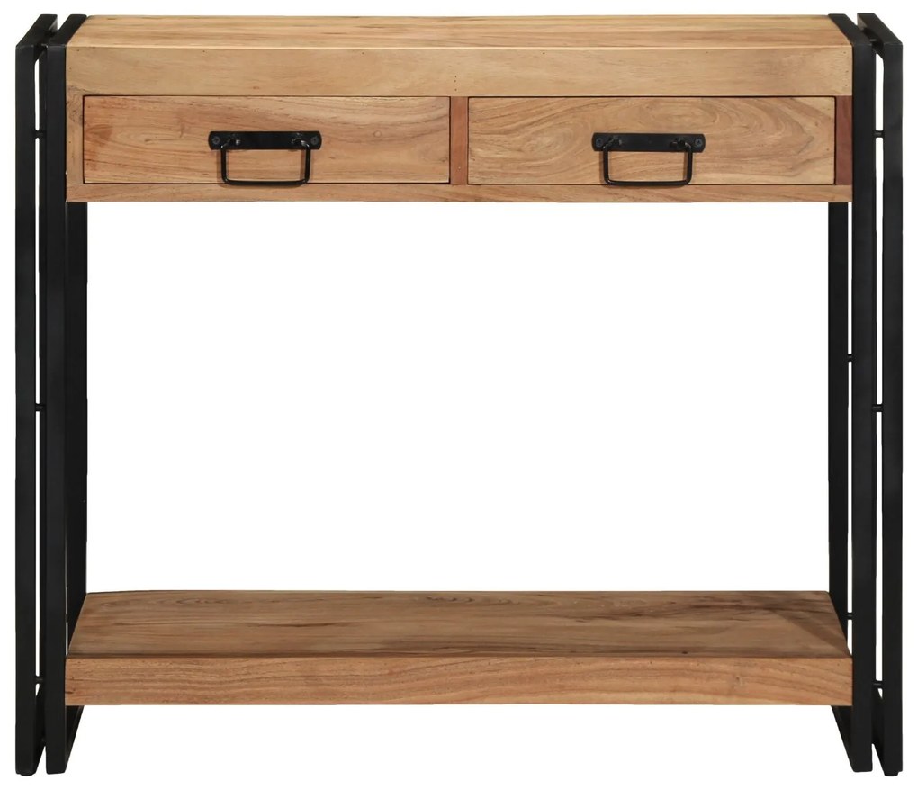 Mesa de Consola vidaXL Preta 90x33x75 cm em Madeira de Acácia Sólida e